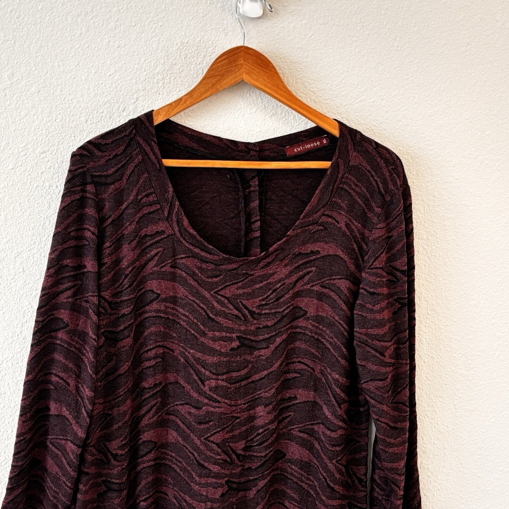 Cut‎ Loose Oversized Dress Size XL Purple Animal Print Abstract Artsy USA - Picture 5 of 9